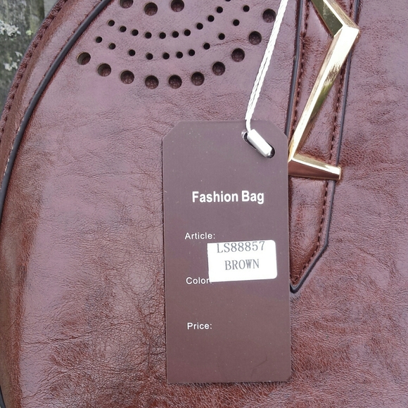 NWT Sorrentino Oval Structured Satchel Handbag With Punched Design - Picture 7 of 16